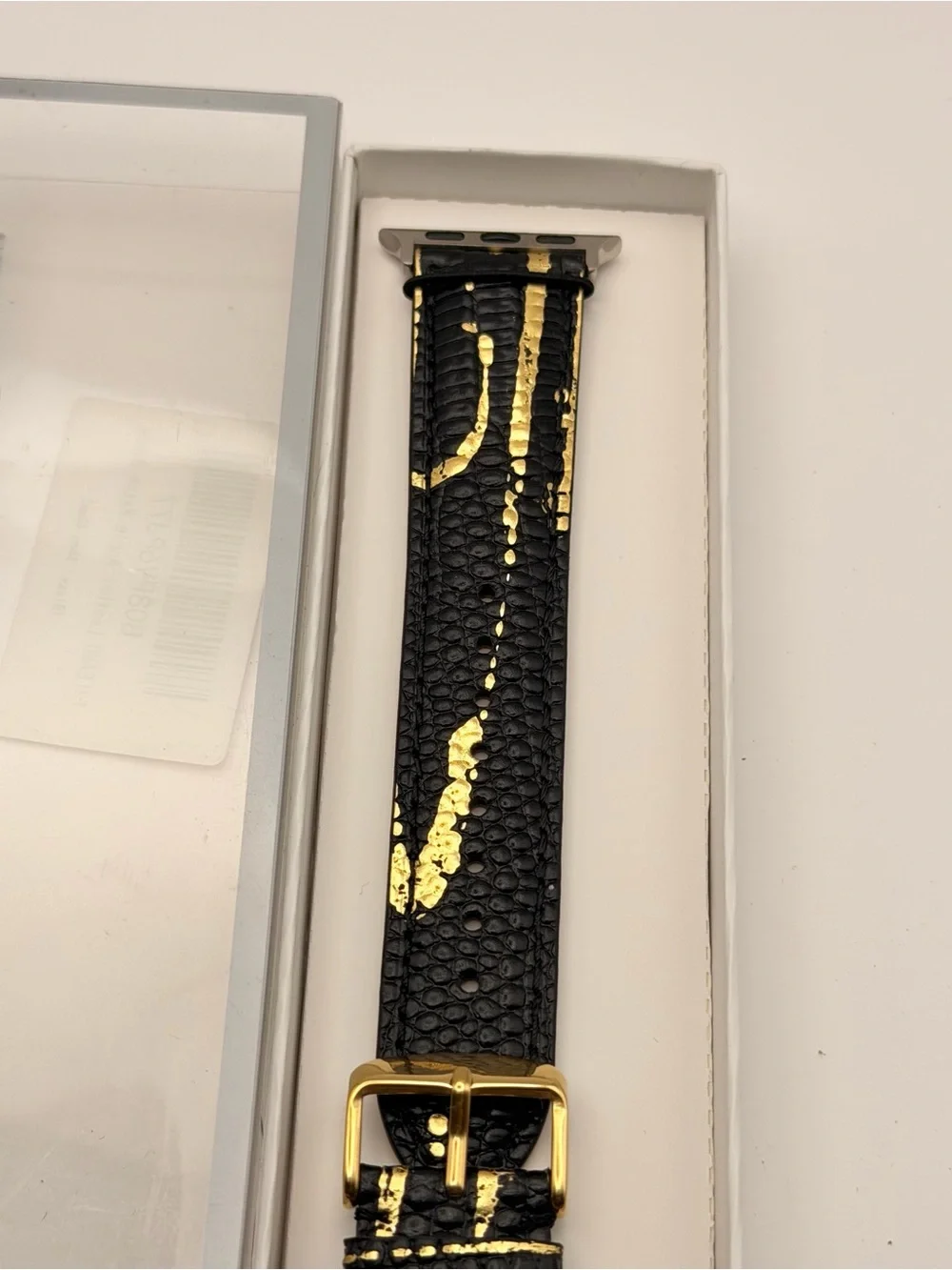 Apple Watch Band Black Leather With Gold, 38/40/41mm, New